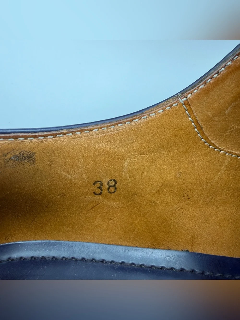 Prada Navy Blue Platform Leather Wingtip Brogue Oxford Women’s 38 Creeper Shoes